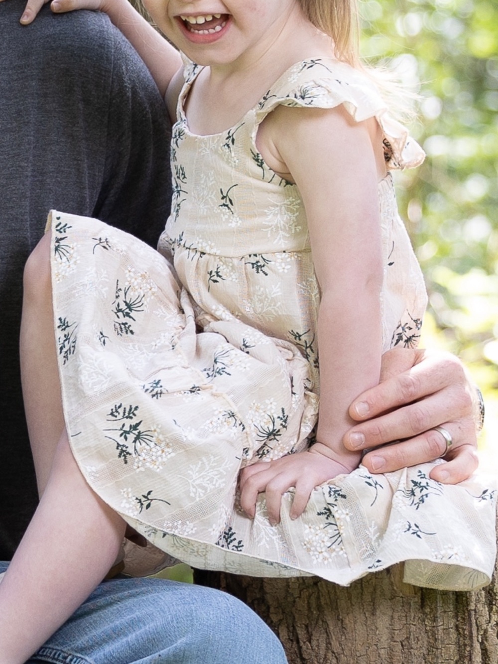 Girls 3t Cream Green Floral Ruffled Sundress Dress Flower